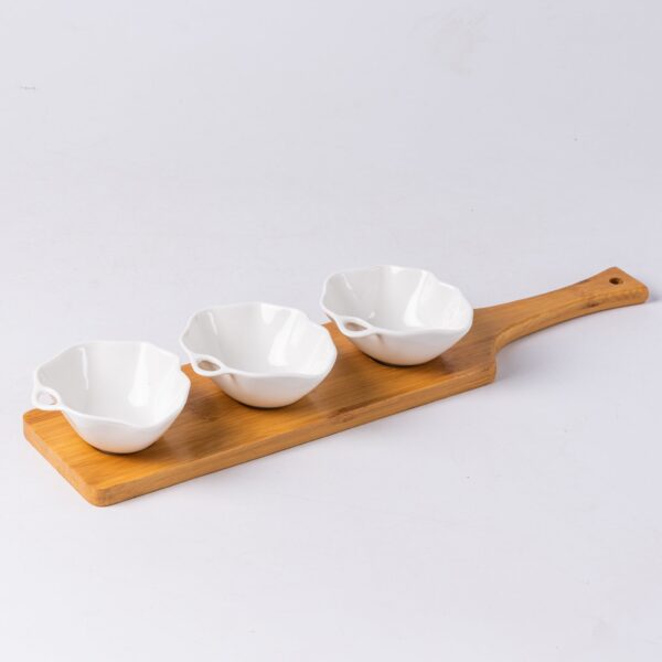 Ceramic Dipping Bowls with Bamboo Trays - Image 5