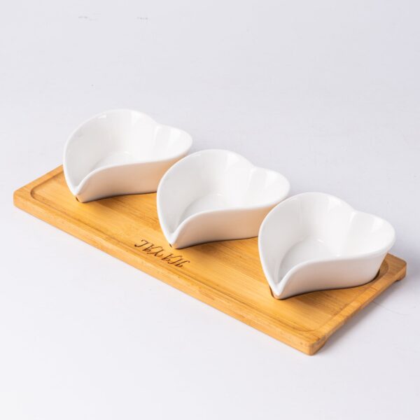 Ceramic Dipping Bowls with Bamboo Trays - Image 4