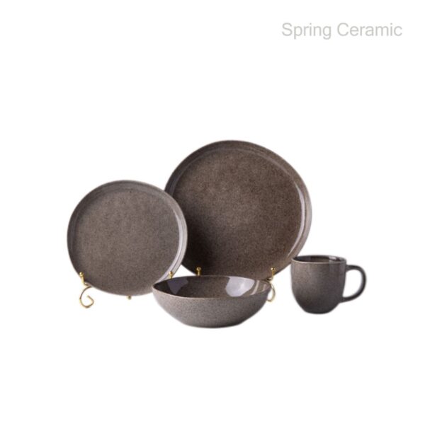 Ceramic Reactive Glaze Dinner Set Grey Color - Image 3