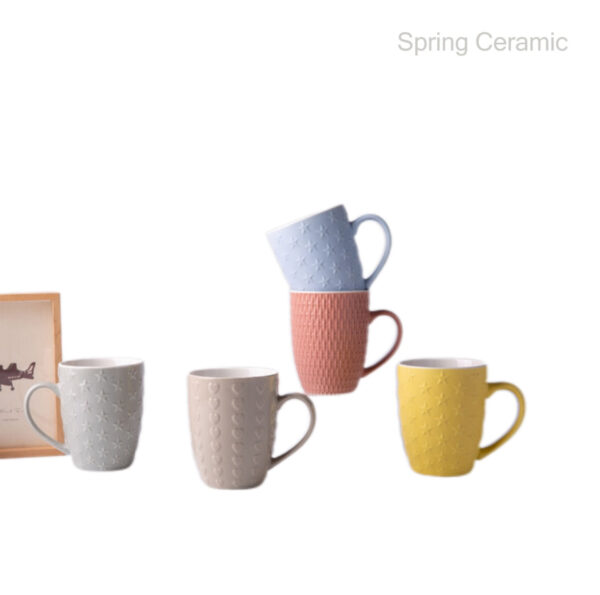 Embossed Color Glaze Ceramic Mug - Image 6
