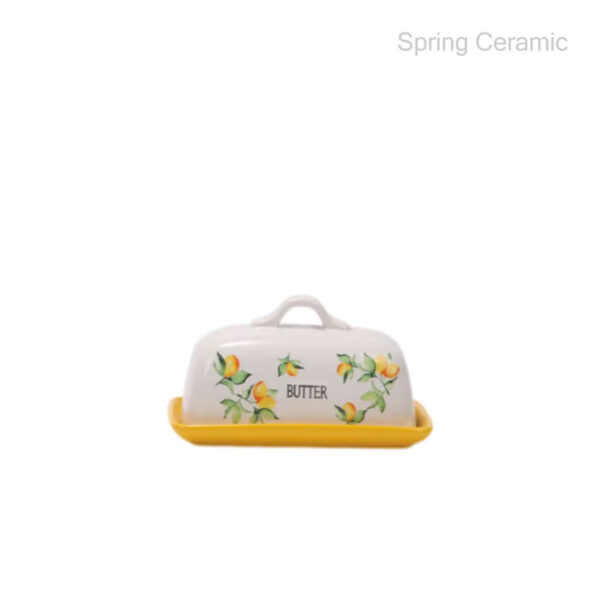 lemon design butter dish with lid