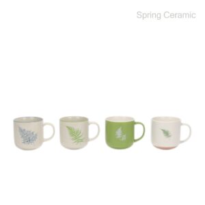 425ml ceramic round bottomed mug with plant design