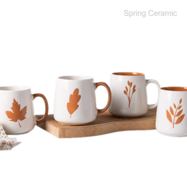 Autumn leaf design double mold mug