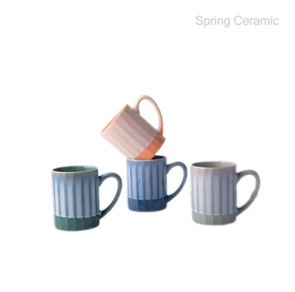 Embossed Reactive Color Glaze Ceramic Mug - Image 3