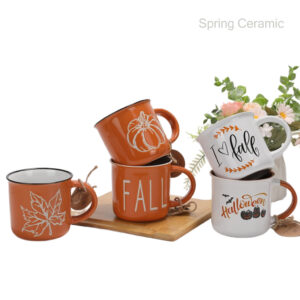 Pumpkin color and silk design mug for Halloween