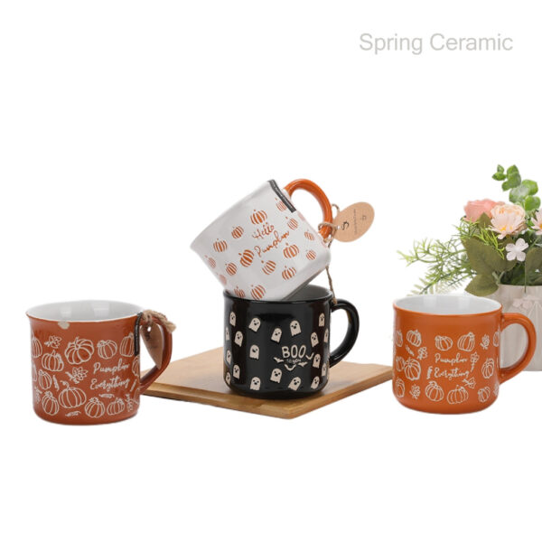 Pumpkin color and silk design mug for Halloween - Image 2