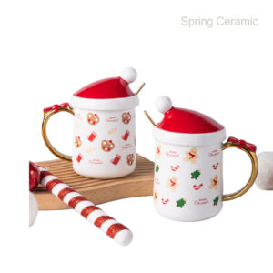 Christmas design mug with cover and electroplate handle