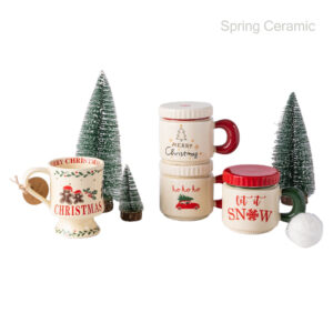Christmas design coffee mug with lid
