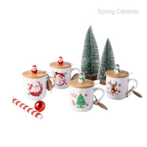 Christmas mug with bamboo lid