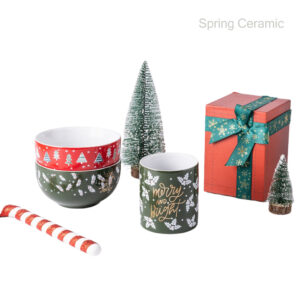 Spring Christmas mug without handle ,bowl set